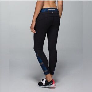 LULULEMON • Women’s Run Pace Tight Sashiko 25” Black Blue Legging Size 2